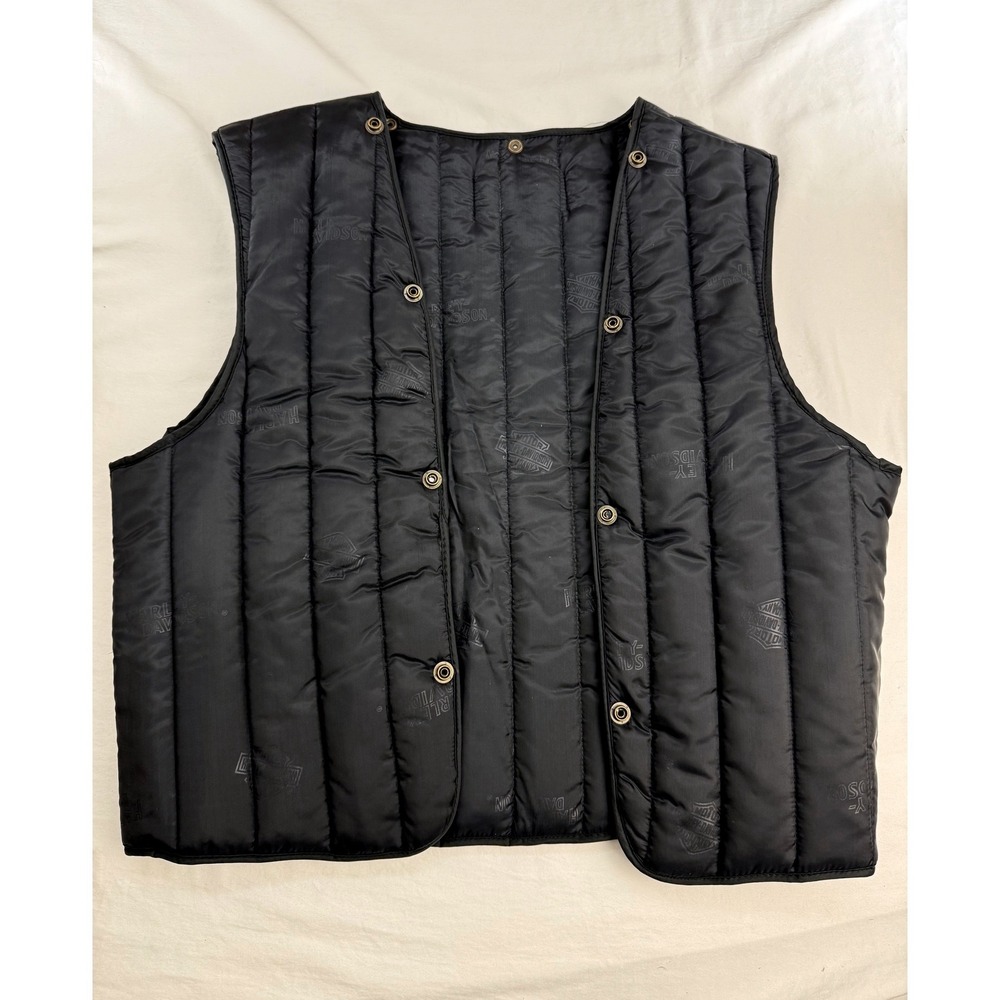 Harley-Davidson Willie G Mens Black Quilted Liner Vest Logo Print Size 42